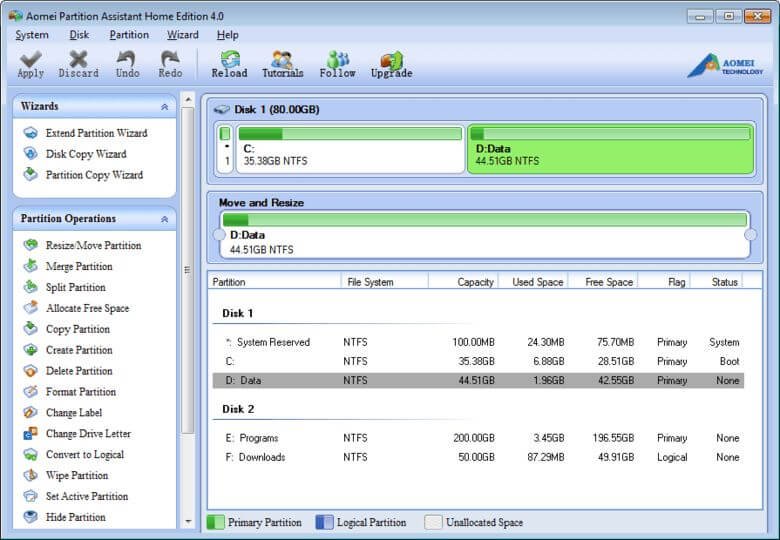 Aomei Partition Assistant Standard