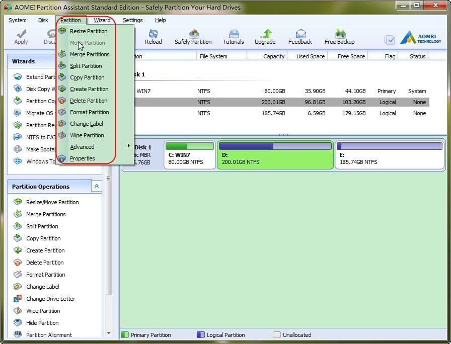 Aomei Partition Assistant Standard